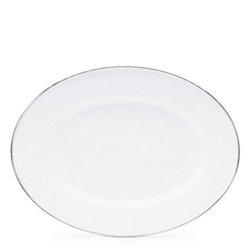 Golden Rabbit Solid White Oval Platter